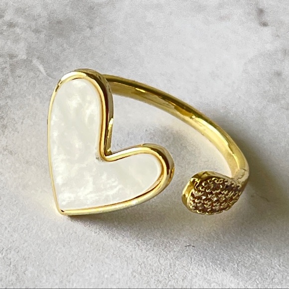 18K Gold Plated Elegant Shell Heart Adjustable Ring for Woman - Picture 6 of 16